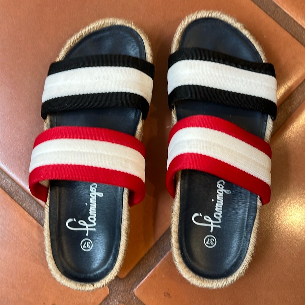 Flamingos Palms Platform Sandals - Size 7